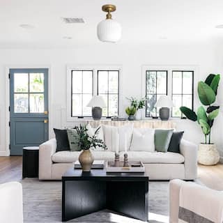 Farmhouse light fixture glass, metal ceiling lighting gold flush mount light