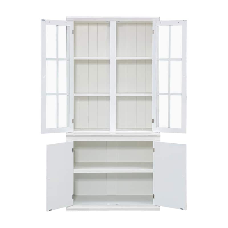 75.25"Tall Display Cabinet with Tempered Glass Double Doors