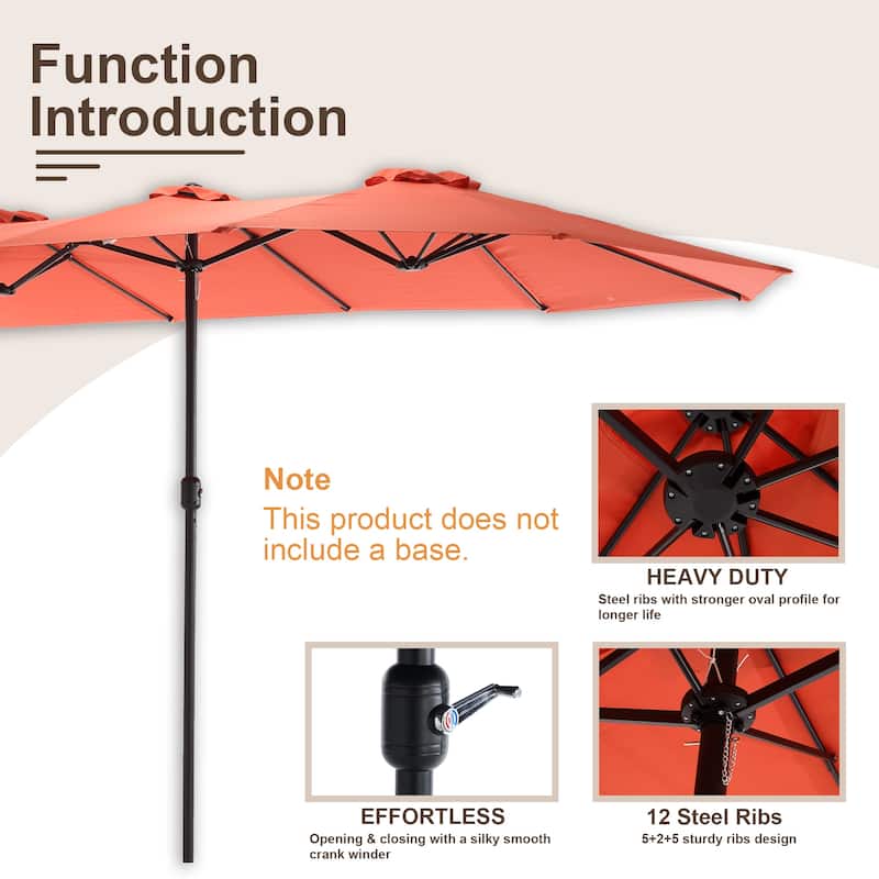 HOMEFUN 14.8 Ft Double Sided Outdoor Umbrella Rectangular Large with Crank