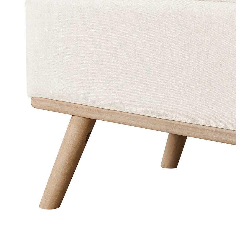 Modern Upholstered Storage Ottoman Button Tufted Storage Bench with Linen Seat End of Bed - 17.5 D X 50.4 W X 20.5 H