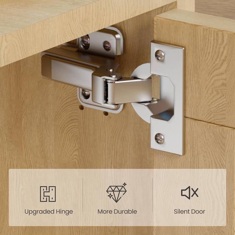 4-Tier Wooden Bookcase with Rattan Doors for Living Room, Home Office - N/A