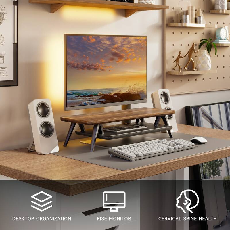 Fenge Monitor Stand, 23.6 Inch 2 Tiers Monitor Stands Riser