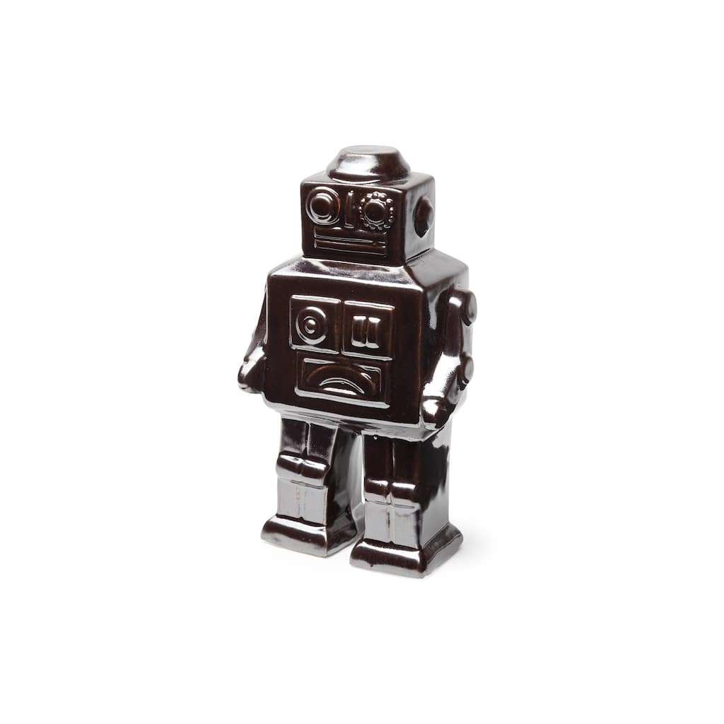 Silver Metal Robot Shaped Sculpture - 3" W x 4" D x 7" H