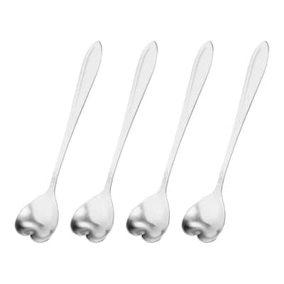 4Pcs 5" Stainless Steel Heart Spoons Coffee Spoon Small Teaspoon