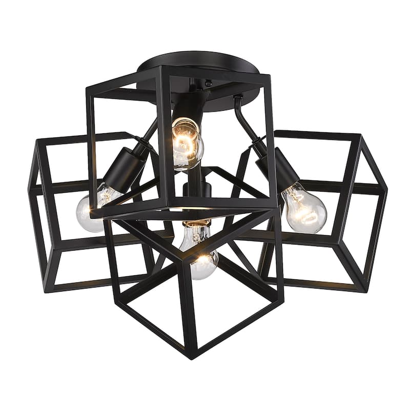 Golden Lighting 2086-4SF Cassio 4 Light 24" Wide Semi-Flush Square - Matte Black