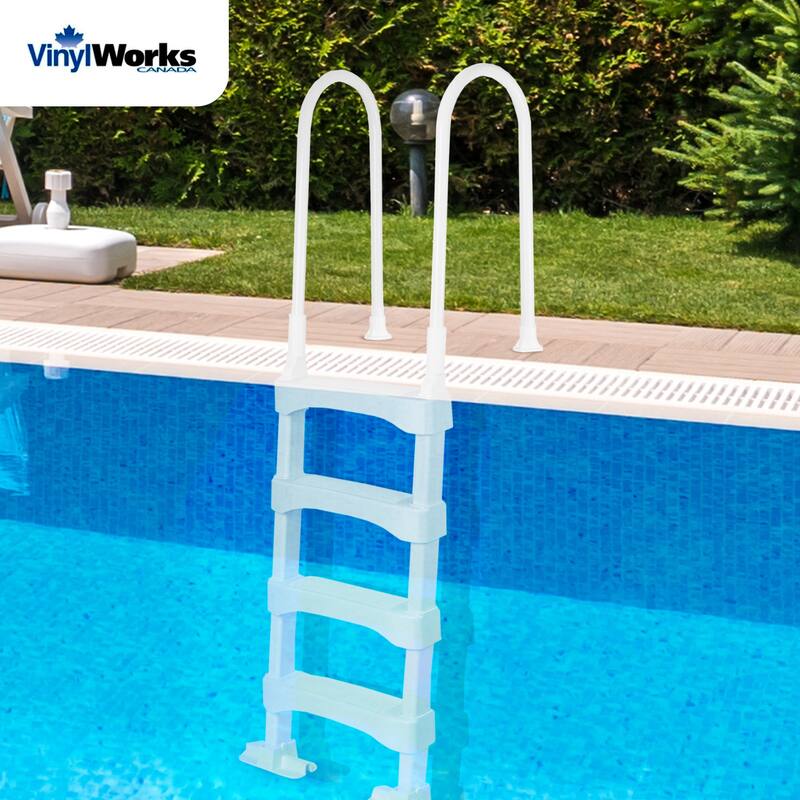 Vinyl Works SLD2 Resin 60 Inch Above Ground Swimming Pool Step Ladder, White - 59.2