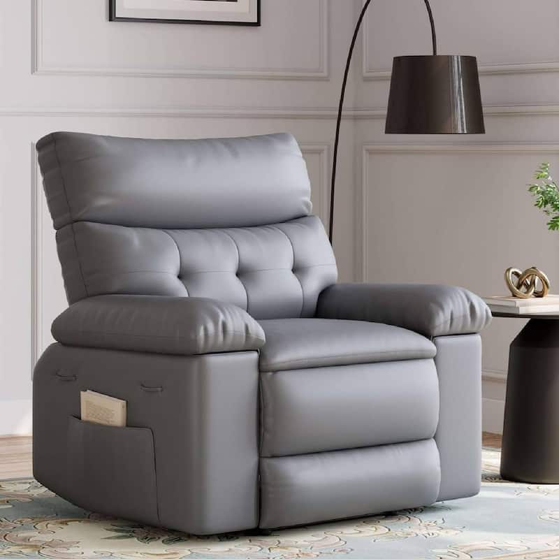 Oversized Rocker Swivel Recliner Chair, Lazy Sofa Chair for Living Room, Outdoor - Grey