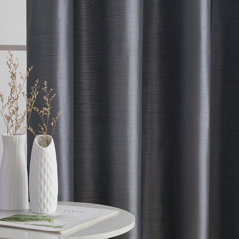 HLC.me Jefferson Faux Silk Semi Sheer Light Filtering Lined Grommet Window Curtain Bedroom, 2 Panels
