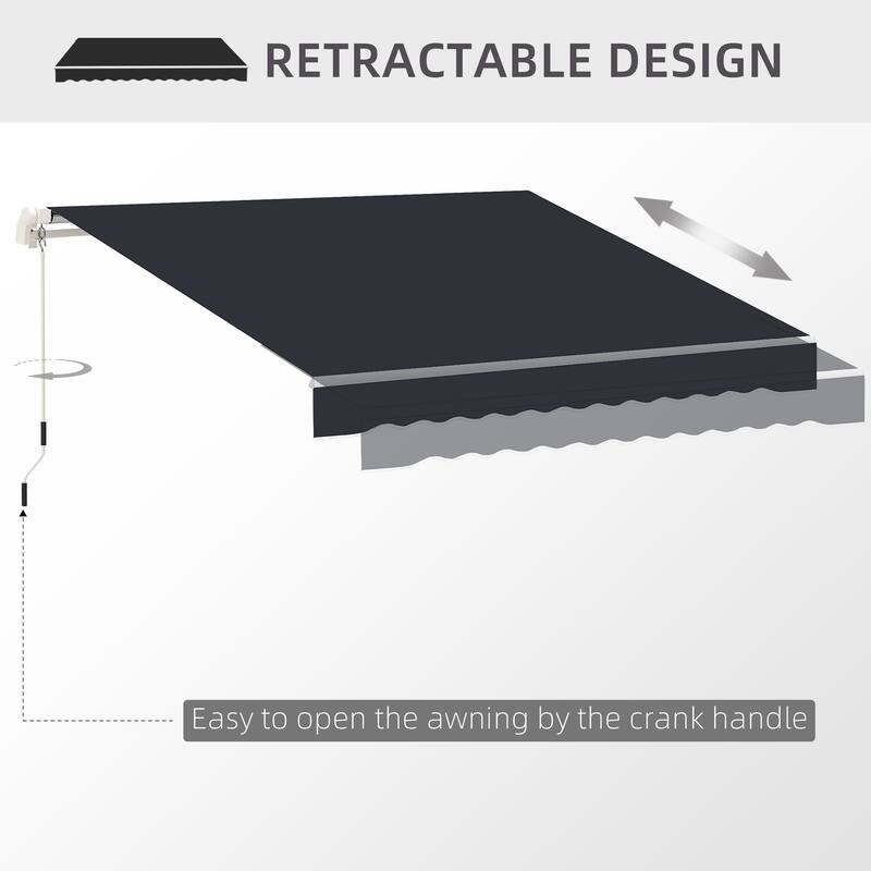 Outsunny 8' x 6.6' Patio Retractable Awning/Manual Exterior Sun Shade Deck Window Cover