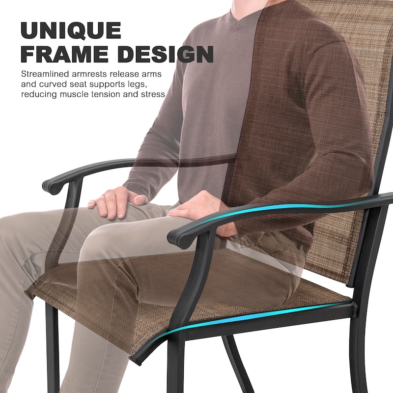 Outdoor 7-Piece Dining Set, Textilene Fabric, Powder-coated Iron Frame