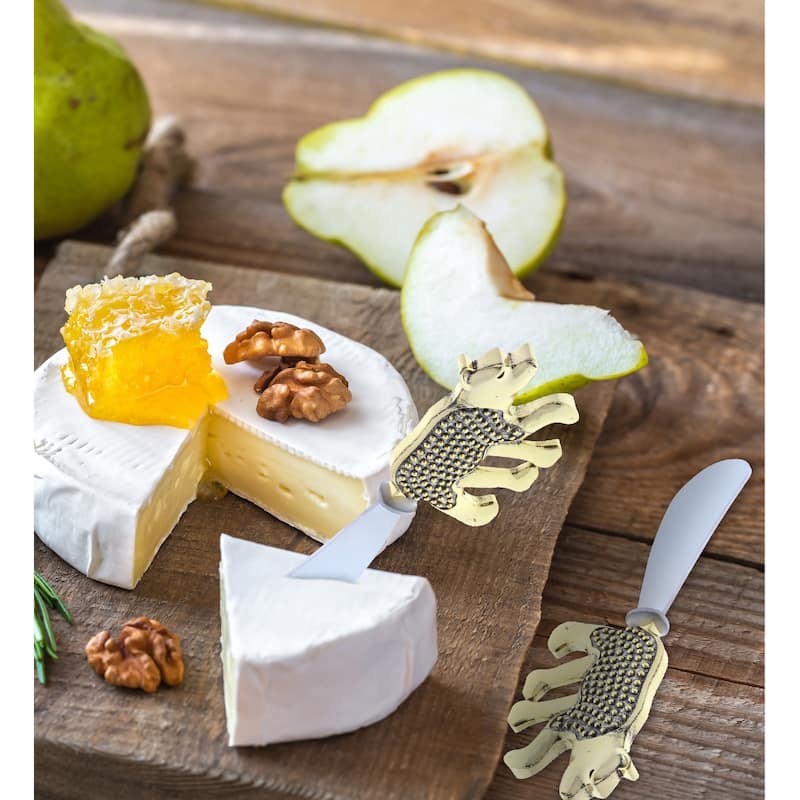 KitchaBon Gold Stainless Steel Cheese Spreader Set of 2 - Black Bear
