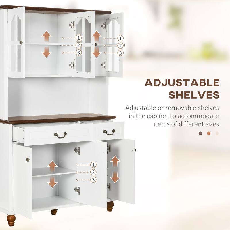 HOMCOM Kitchen Buffet with Hutch, Freestanding Pantry Cabinet