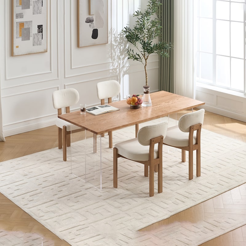 Wooden Dining Chairs Set of 2, Modern Fabric Upholstered Dining Room Chair Kitchen Chairs,Farmhouse Dinner Chair