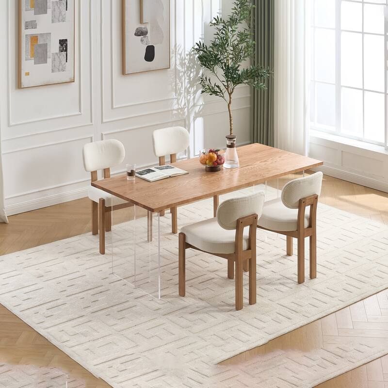 Wooden Dining Chairs Set of 2 , Fabric Upholstered Side Chair Farmhouse Kitchen Chairs for Dining Room, Breakfast Area