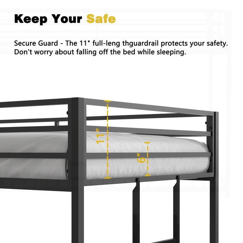 Sturdy and Versatile Metal Twin Over Twin Bunk Bed for All Ages
