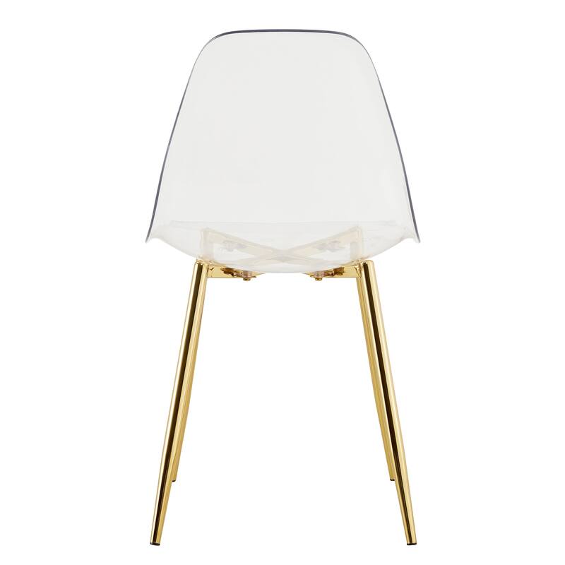 Roomfitters Transparent Plastic Dining Chairs with Silver Metal Legs, Armless Crystal Style Makeup or Office Set of 6