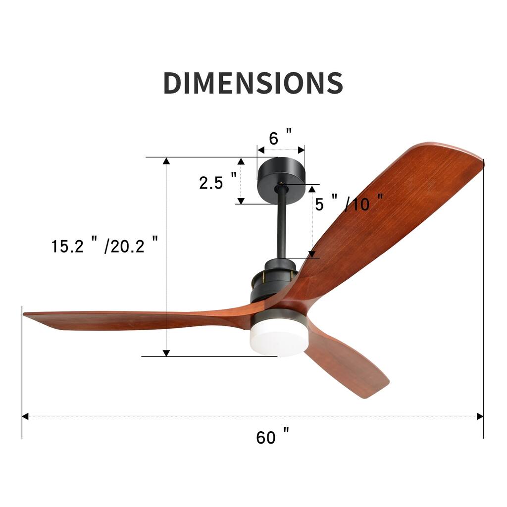 60 inch Remote Control Six-speed Matte Black Ceiling fan - 60"w*60"d*15.2"h