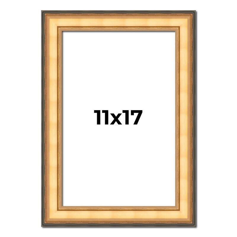 11x17 Frame Gold Plein Aire Solid Wood Picture Frame Width 2 Inches |