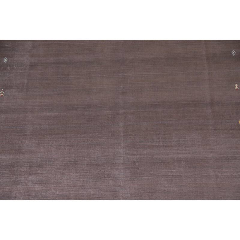 Brown Gabbeh Oriental Area Rug Handmade Wool Carpet - 8'1"x 9'10"