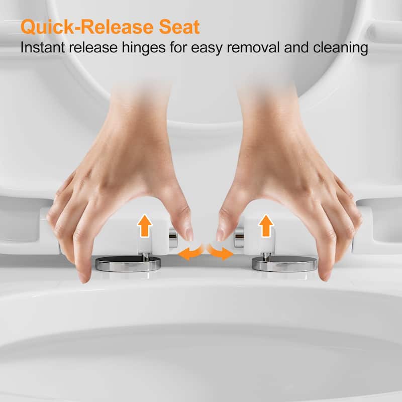 1 Piece High Efficiency Dual Flush Toilet White 0.8 1.28 GPF Seat Included Brushed Gold Button