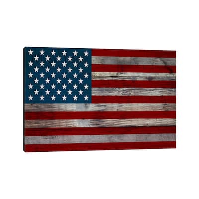 iCanvas "USA Flag on Wood Boards (U.S. Constitution Background) I" by iCanvas Canvas Print