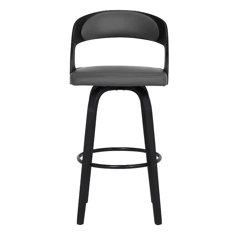 Shelly Mid-Century Swivel Bar Stool, Upholstered Counter Height Chair with Bentwood Legs