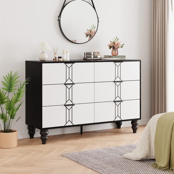 6 Drawer Dresser with Deep Drawers, Modern Wooden Chest Dresser - Bed Bath  & Beyond - 41052483