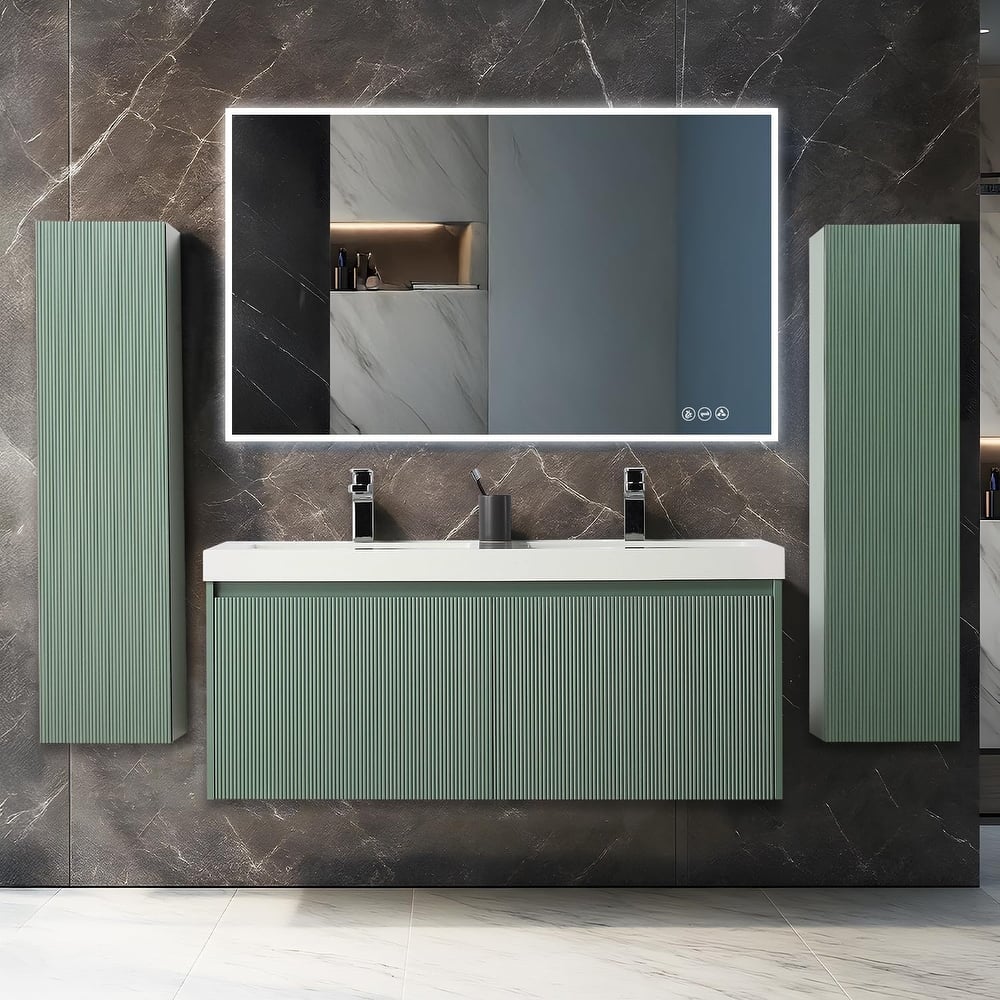 Blossom Positano 48" Floating Double Sink Vanity with Side Cabinets