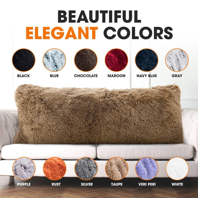 Cheer Collection 20" x 54" Long Hair Shaggy Body Pillow
