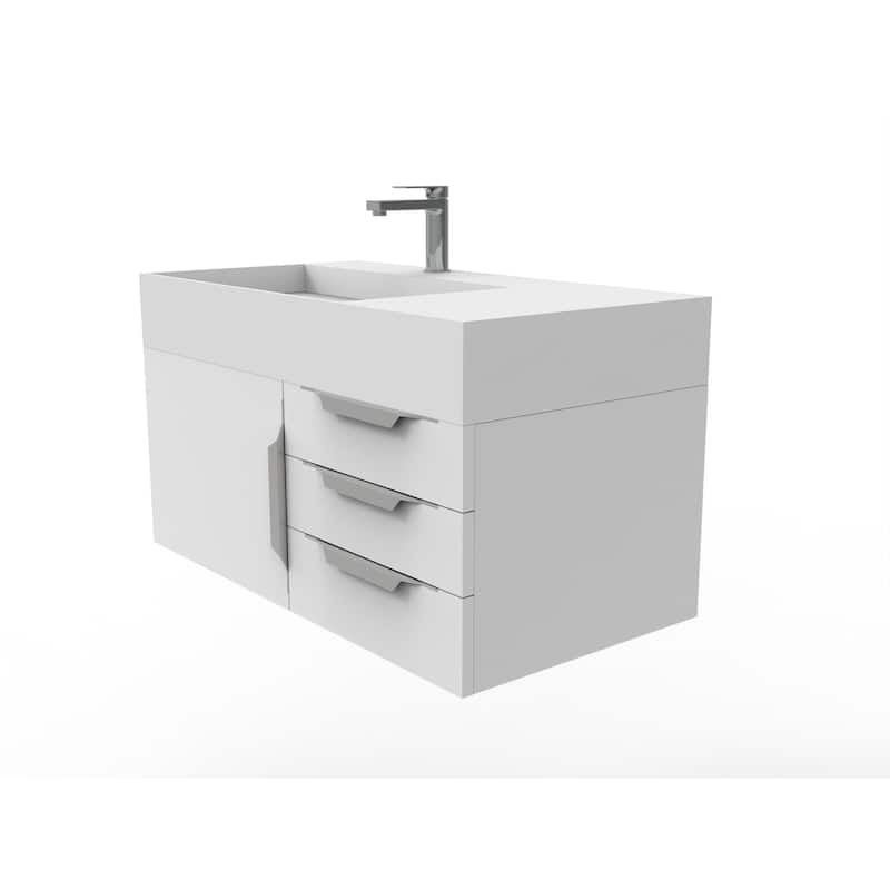 Amazon 36" Wall Mounted Bathroom Vanity Set w/ White Top