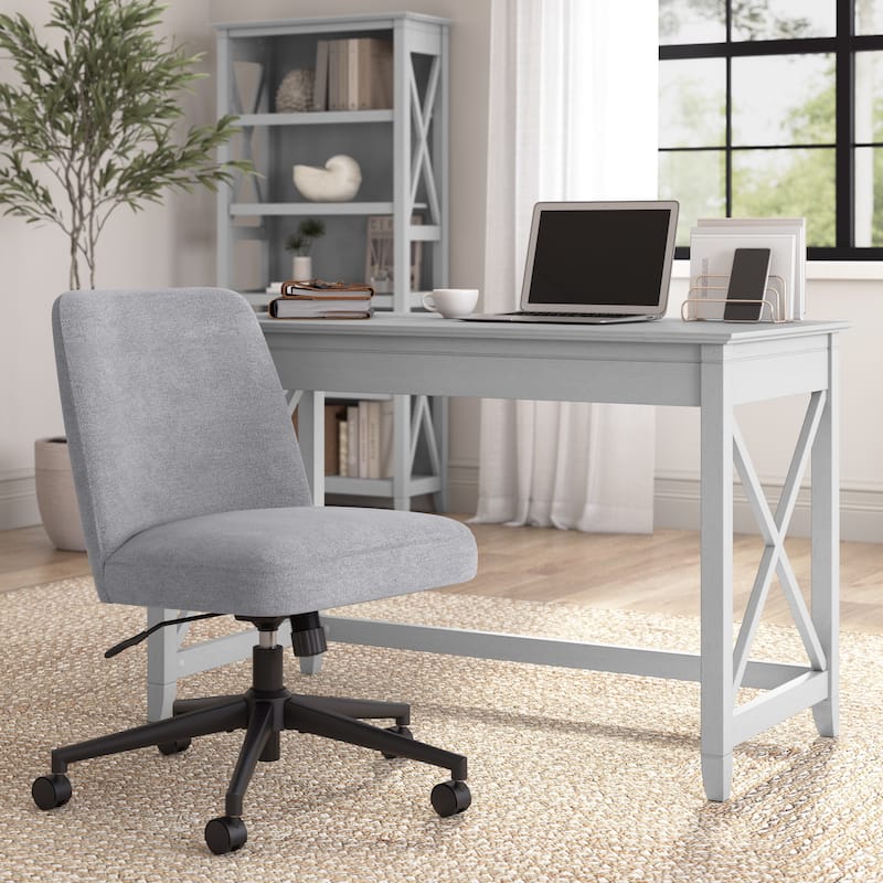 Bush Furniture Key West 48W x 24D Writing Desk and Chair Set - Cape Cod Gray