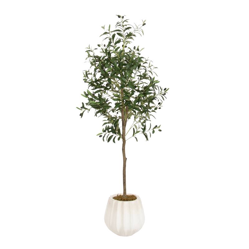 Kate and Laurel Oliveira Faux Olive Tree - 5ft - Claudel White