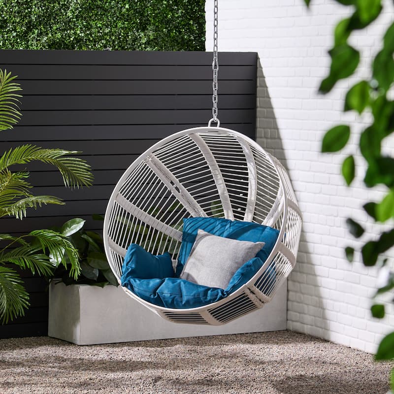 Washington Outdoor Rope and Iron Hanging Chair (No Stand) by Christopher Knight Home - 400 lb limit