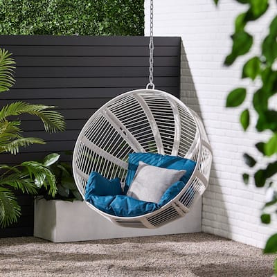 Washington Outdoor Rope and Iron Hanging Chair (No Stand) by Christopher Knight Home - 400 lb limit