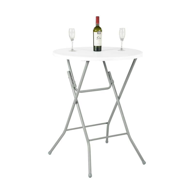 HOMYLIN 31.5" Folding Round Bar Table with Metal Frame for Indoor/Outdoor