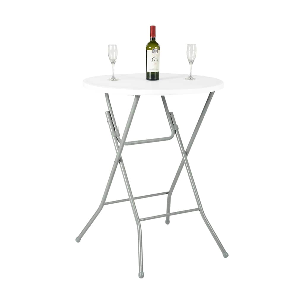 HOMYLIN 31.5" Folding Round Bar Table with Metal Frame for Indoor/Outdoor