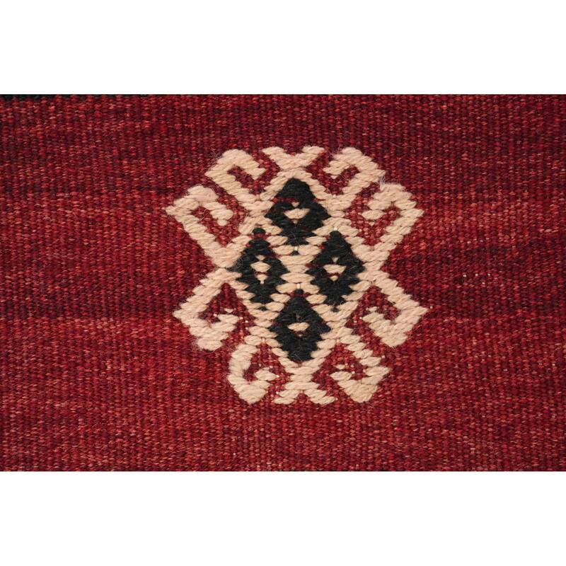 Hand Woven Oriental 100% Wool Carpet Southwestern Tribal Red Kilim Area Rug - 9' 9'' X 6' 3''