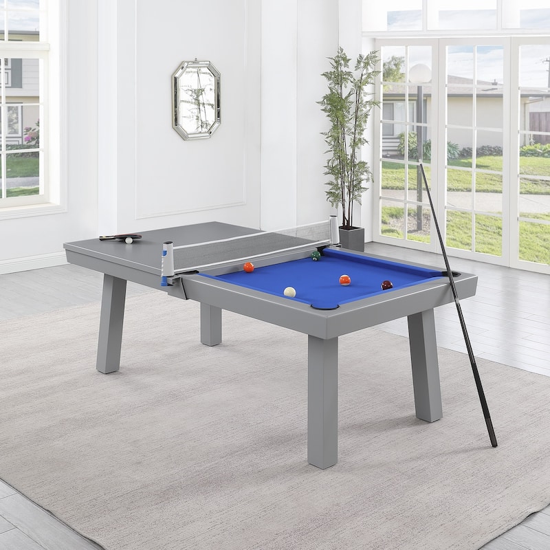 Laguna Indoor/Outdoor 8ft Slate Pool Table with Dining Top & Accessories Cement Finish