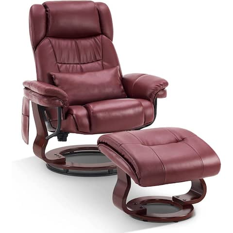 Mcombo Swivel Recliners with Ottoman, Vibration Massage TV Chairs with Side Pocket, Lounge Chair for Living Room Bedroom 4734