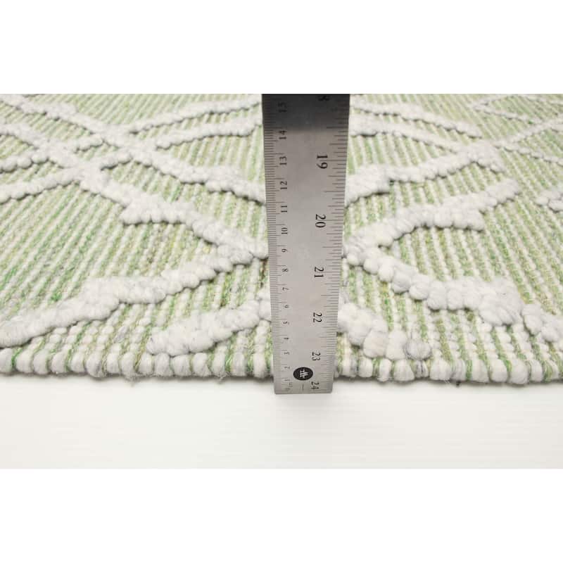 ECARPETGALLERY Braid weave Sienna Green Wool Rug - 5'2 x 8'0