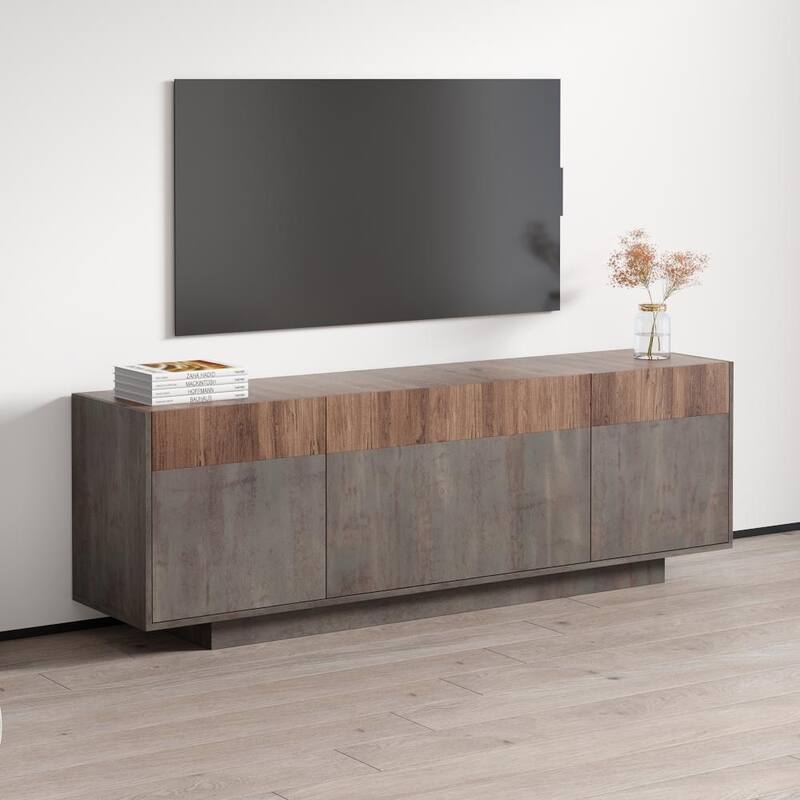 Meble Furniture Haopsa 71" Modern 3D-Effect TV Stand with Storage Cabinets for up to 80" TVs