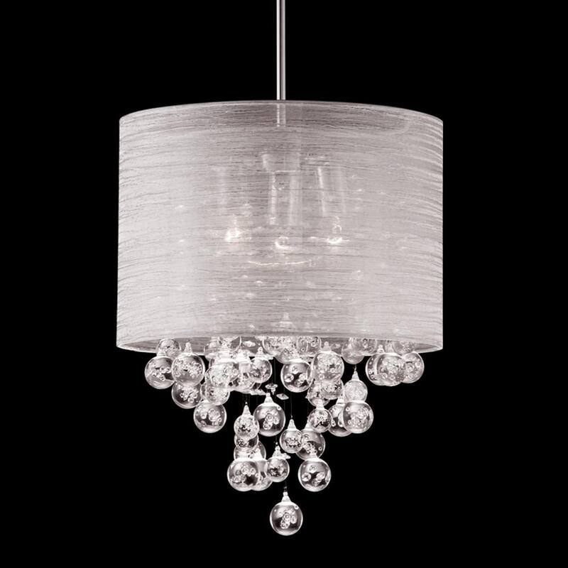 3-Light Cloth Drum Pendant Light - Teardrop Ceiling Lamp Chandelier
