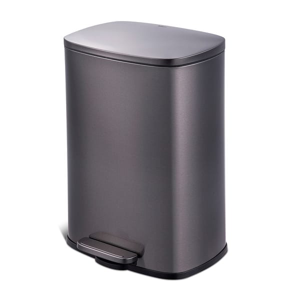 Qualiazero 50L / 13.2 Gallon Rectangular Step Can - Black - 13.2 Gallons