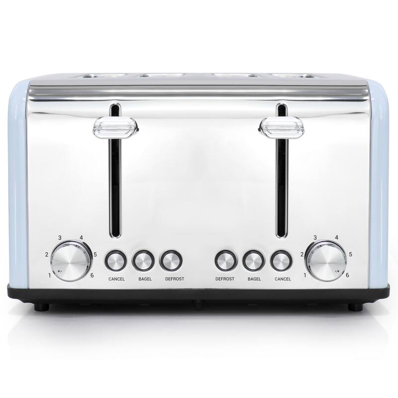 Redmond 4-Slice Extra Wide Slot 1650W Stainless Steel Toaster in Light Blue