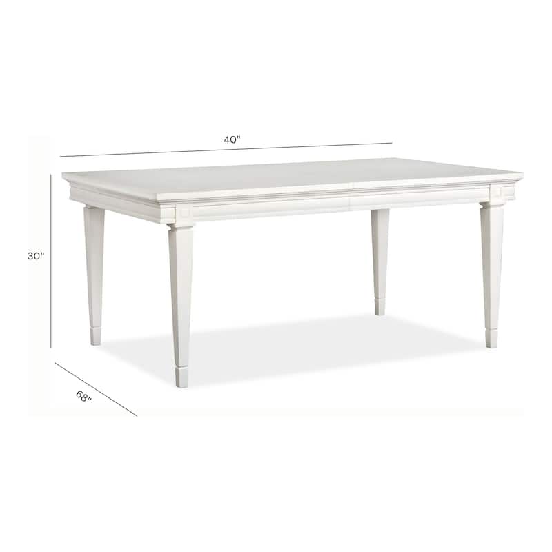 Magnussen Home Willowbrook Egg Shell White Extendable Rectangular Dining Table - 40''W x 68''D x 30''H