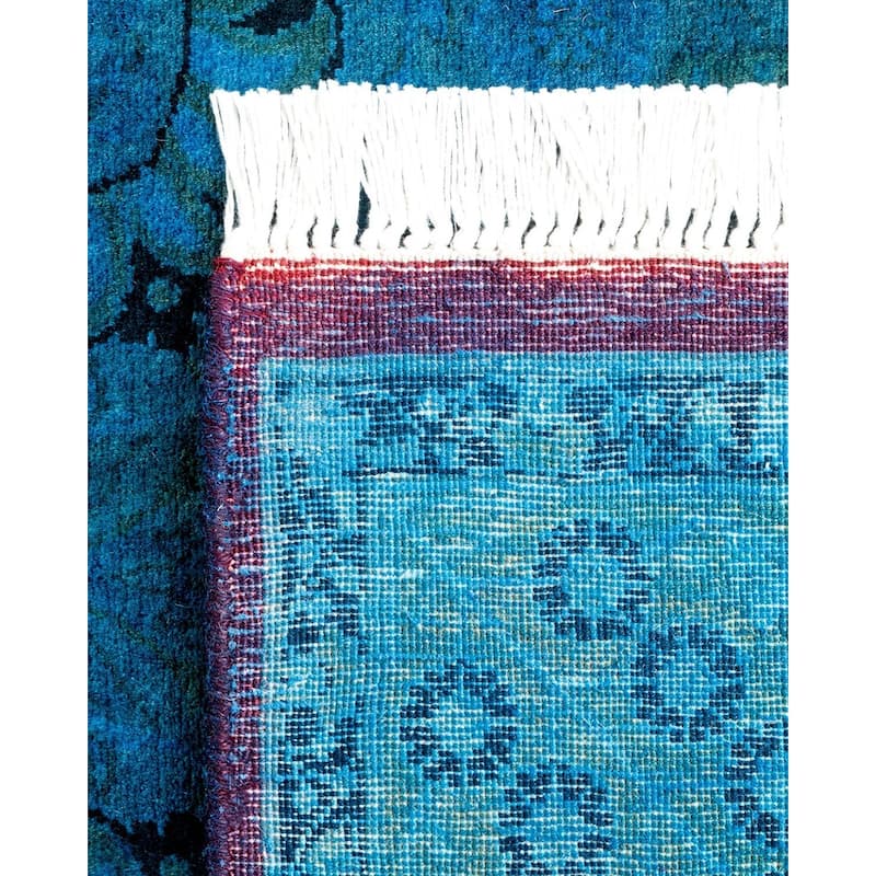 Overton Hand Knotted Wool Vintage Inspired Modern Contemporary Overdyed Blue Area Rug - 3' 1" x 5' 3"