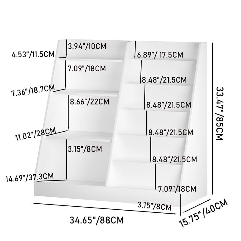 Anmytek Kids Bookcase Large Capacity Trapezoid Bookshelf Eco Friendly Wood Toy Storage Organizer Cabinet