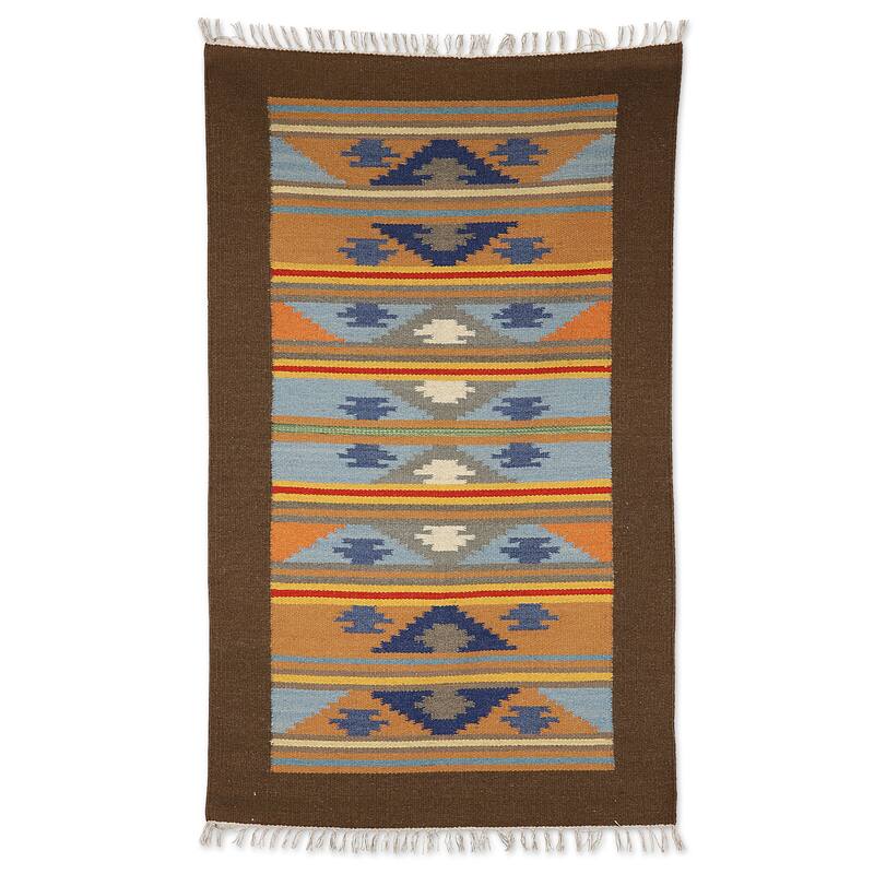 Novica Handmade Geometric Paths Wool Area Rug (3X5) - 2'3" x 12' Runner