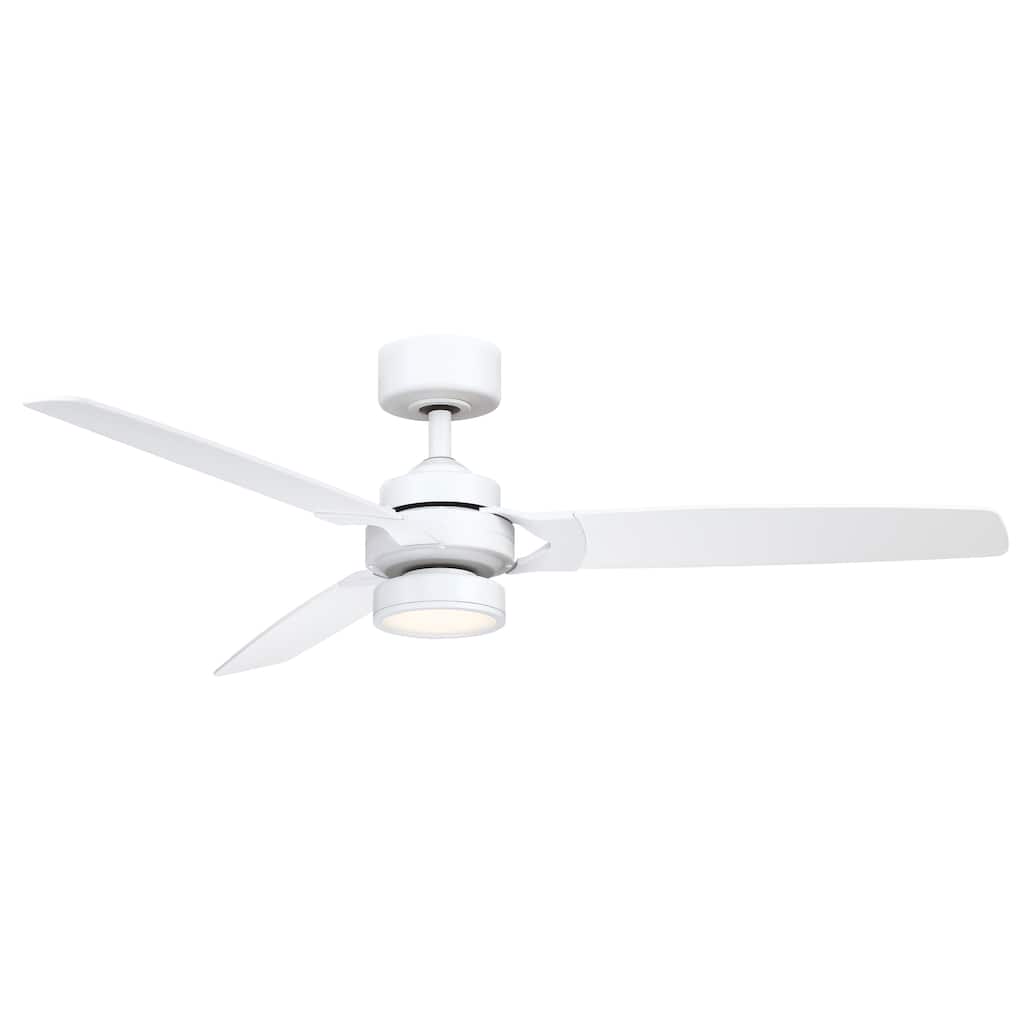 Amped 52 inch Indoor Ceiling Fan with Matte White Blades and LED Light Kit - Matte White