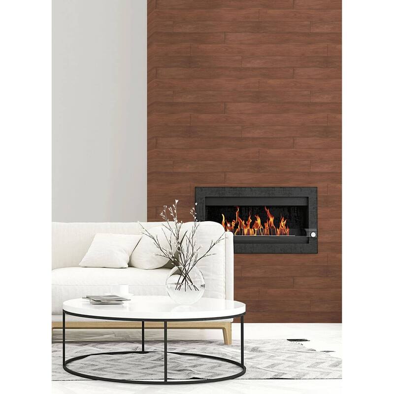 NextWall Teak Plank Peel and Stick Unpasted Wallpaper